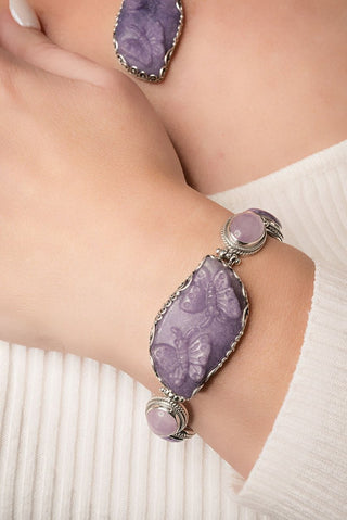 I Thank The Master Bracelet™ in Lepidolite Carved Butterfly, Kunzite & Charoite - Multi Stone - only found at SARDA™