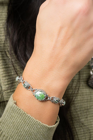 I'm Feeling Blessed Bracelet™ in Seafoam Mother of Pearl Mosaic, Burmese Jade & Bali Crush™ Mystic Topaz - Multi Stone - only found at SARDA™