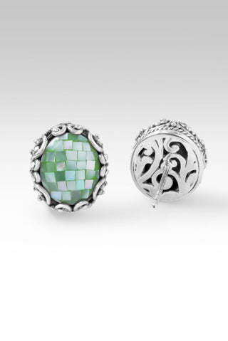 I'm Feeling Blessed Earrings™ in Seafoam Mother of Pearl Mosaic - Stud - only found at SARDA™