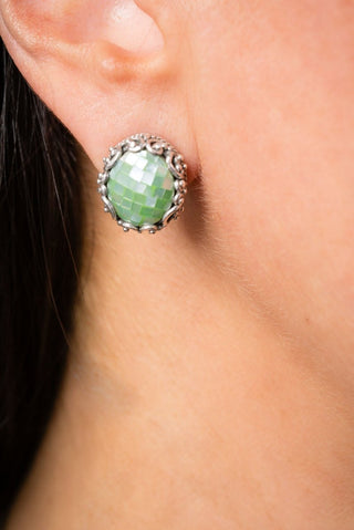 I'm Feeling Blessed Earrings™ in Seafoam Mother of Pearl Mosaic - Stud - only found at SARDA™
