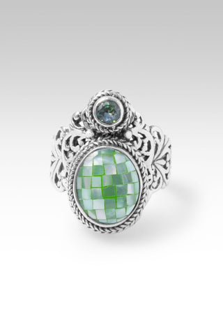 I'm Feeling Blessed Ring™ in Seafoam Mother of Pearl Mosaic & Bali Crush™ Mystic Topaz - Dinner - only found at SARDA™