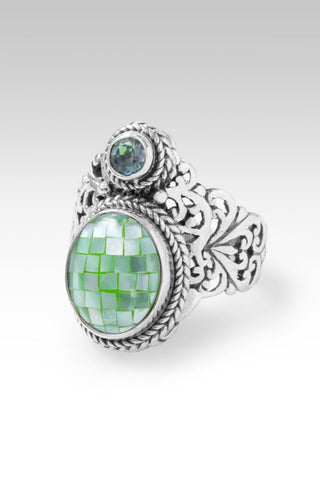 I'm Feeling Blessed Ring™ in Seafoam Mother of Pearl Mosaic & Bali Crush™ Mystic Topaz - Dinner - only found at SARDA™