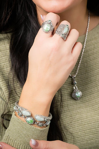 I'm Feeling Blessed Tip-To-Tip Bracelet™ in Burmese Jade & Bali Crush™ Mystic Topaz - Tip-to-Tip - only found at SARDA™
