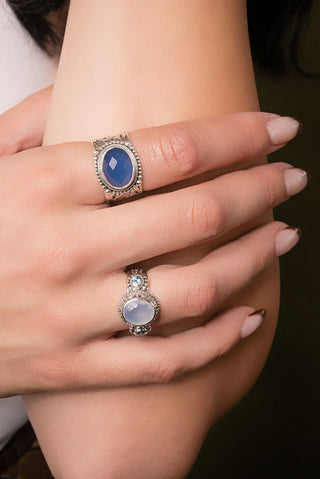 Inspire Others Ring™ in Chalcedony & Blue Zircon - Dinner - only found at SARDA™