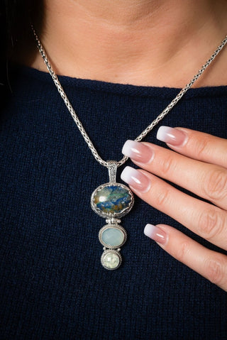 Keep Dreaming Pendant™ in Chrysocolla in Quartz, Seafoam Chalcedony & Prehnite - Multi Stone - only found at SARDA™