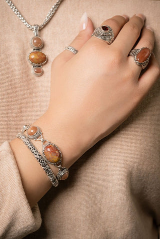 King of Everything Bracelet™ in Petrified Coral, Peach Sunstone, Peach Moonstone & Champagne Moonstone - Multi Stone - only found at SARDA™