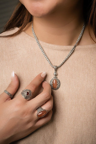 King of Everything Pendant™ in Peach Sunstone - Single Stone - only found at SARDA™