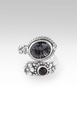 Lasting Promises Ring™ in Heather Grey™ Mystic Quartz & Black Spinel - Bypass - only found at SARDA™