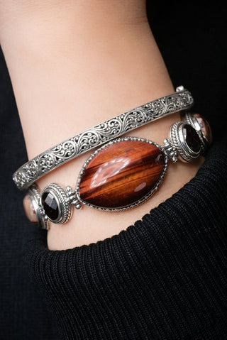 Less Apathy, More Love Bracelet™ in Chocolate Tiger's Eye, Laguna Lace Agate & Garnet - Multi Stone - only found at SARDA™