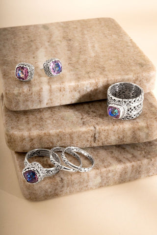 Light and Salvation Ring Set of 3™ in Rainbow Sherbet™ Mystic Quartz - Stackable - only found at SARDA™