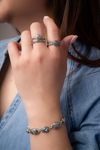 Linked in Faith Interchangeable Bracelet™ in Blue Zircon - Multi Link - only found at SARDA™