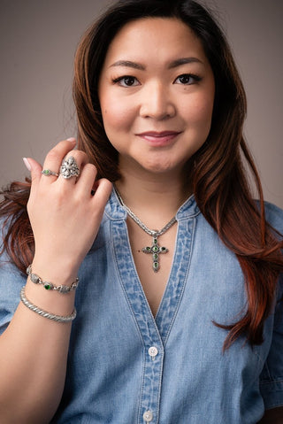 Linked in Faith Interchangeable Bracelet™ in Chrome Diopside - Multi Link - only found at SARDA™