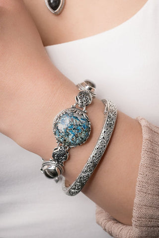 Listen To Creation Sing Bracelet™ in Chrysocolla & Black Zebra Jasper - Multi Stone - only found at SARDA™