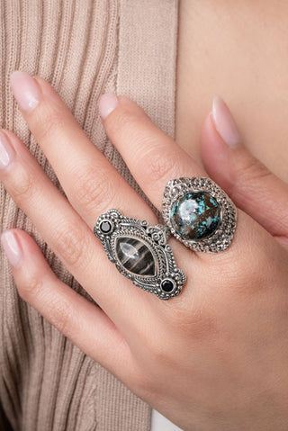 Listen To Creation Sing Ring™ in Black Zebra Jasper & Black Spinel - Statement - only found at SARDA™