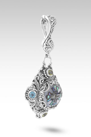 Love Restores Broken Pendant™ in Mother of Pearl & Abalone Mosiac Cross, Swiss Blue Topaz & Peridot - Multi Stone - only found at SARDA™