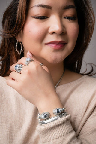 Maker of Heaven Tip - to - Tip Bracelet™ in Dendritic Opal & Rainbow Moonstone - Tip - to - Tip - only found at SARDA™