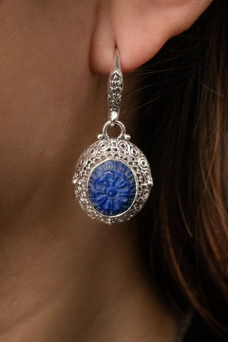 Mercy In & Thru It Earrings™ in Lapis - Bali Wire - only found at SARDA™