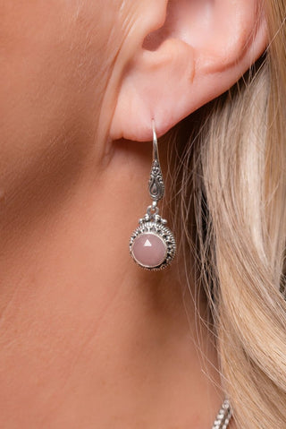 Old Things New Earrings™ in Ballet Blush Quartz - Sarda Safety Latch - only found at SARDA™