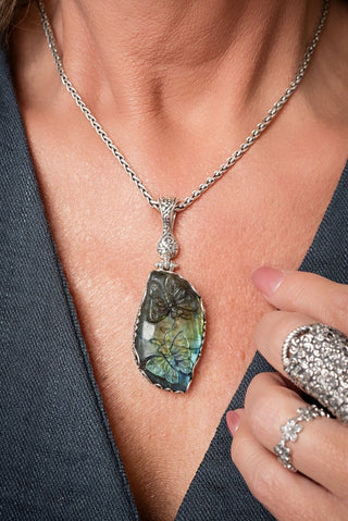 One I Look To Pendant™ in Labradorite & Black Stone - Single Stone - only found at SARDA™