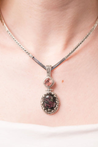 One That See's Me Pendant™ in Eudialyte & Strawberry Quartz - Multi Stone - only found at SARDA™
