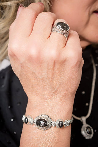 One Who Sees U Bracelet™ in Black Tourmalinated Quartz - Multi Stone - only found at SARDA™