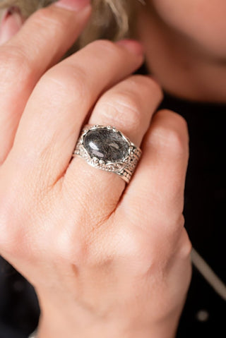 One Who Sees U Ring II™ in Black Tourmalinated Quartz - Dinner - only found at SARDA™