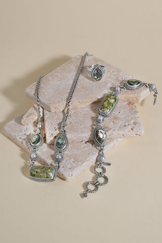 Out of the Wilderness Bracelet™ in Rainforest Jasper, Abalone & Freshwater Pearl - Multi Stone - only found at SARDA™