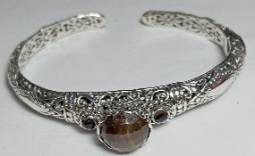 Peace in & Thru It Cuff Bracelet™ in Mocha Sapphire & Smoky Quartz - Cuff - only found at SARDA™