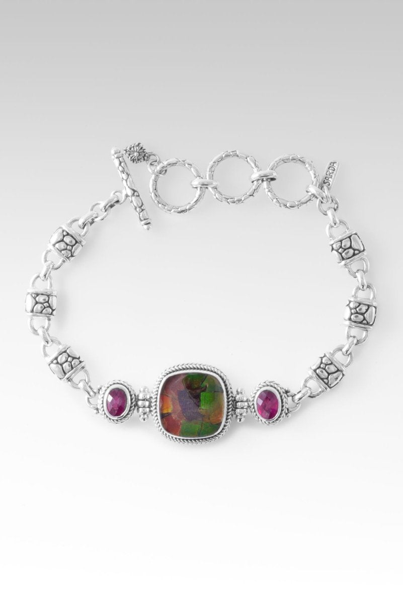 Peaceful Heart Bracelet in Ammolite Triplet Sterling Silver Multi Stone SARDA
