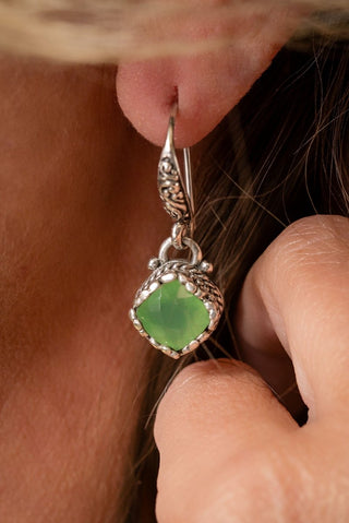 Plan Amidst Suffering Earrings™ in Green Chalcedony - Bali Wire - only found at SARDA™