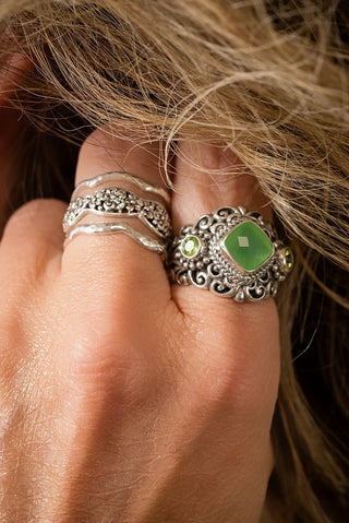 Plan Amidst Suffering Ring™ in Green Chalcedony & Peridot - Dinner - only found at SARDA™