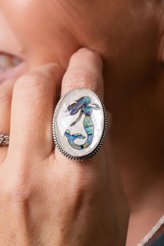 Possibilities to Probabilities Ring™ in Mermaid Abalone Mother of Pearl Quartz - Statement - only found at SARDA™