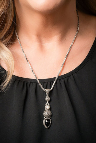 Power That's Greater Pendant™ in Black Spinel, Black Coral & Freshwater Pearl - Multi Stone - only found at SARDA™