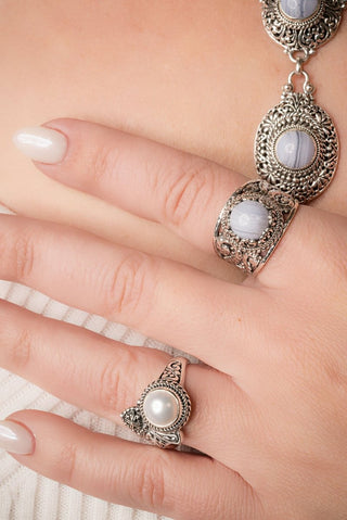 Praise & Hallelujah Thru It Ring II™ in Freshwater Pearl - Dinner - only found at SARDA™