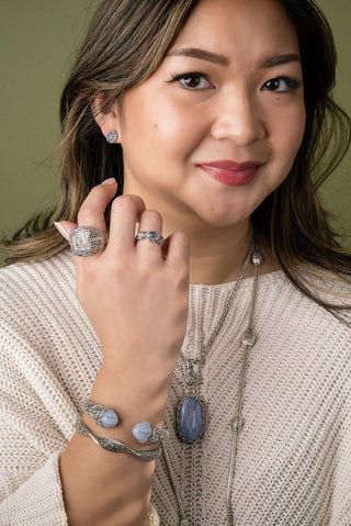 Praise & Hallelujah Thru It Tip - to - Tip Bracelet™ in Blue Lace Agate - Tip - to - Tip - only found at SARDA™