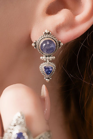 Receive Love Beloved Earrings™ in Tanzanite - Stud Dangle - only found at SARDA™