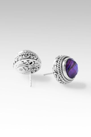 Regal Devotion Earrings™ in Royal Purple Abalone Quartz Triplet - Stud - SARDA™