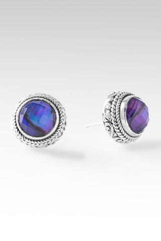 Regal Devotion Earrings™ in Royal Purple Abalone Quartz Triplet - Stud - SARDA™