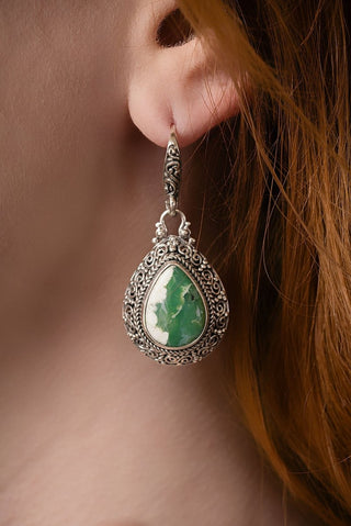 Revival Coming Earrings™ in Green Opal - Bali Wire - only found at SARDA™