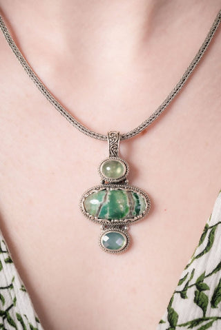 Revival Coming Pendant™ in Green Opal, Prehnite & Sea Green Chalcedony Mother of Pearl Quartz - Multi Stone - only found at SARDA™