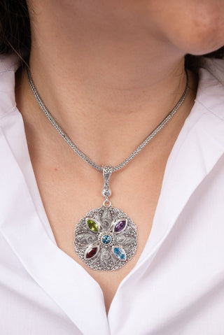 Searching Completed Pendant™ in London Blue Topaz, Amethyst, Swiss Blue Topaz, Garnet & Peridot - Multi Stone - only found at SARDA™