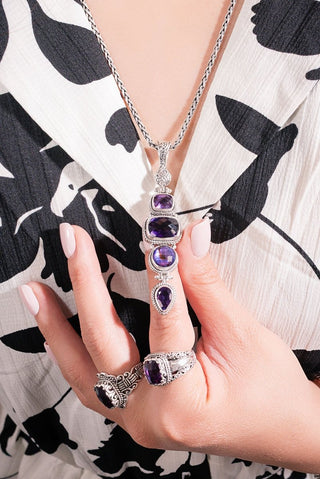 Seen U Move Mountain Pendant™ in Hydrothermal Lab Created Amethyst, Royal Purple Abalone & Quartz, Plum Lab Created Sapphire & Amethyst - Multi Stone - only found at SARDA™
