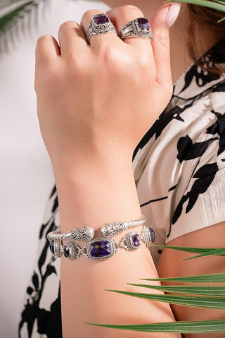 Seen U Move Mountains Bracelet™ in Hydrothermal Lab Created Amethyst, Royal Purple Abalone & Quartz, Plum Lab Created Sapphire & Amethyst - Multi Stone - only found at SARDA™