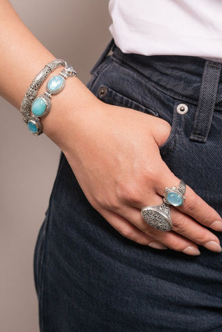 Sees My Worth Ring™ in Paraiba Mother of Pearl Quartz - Dinner - only found at SARDA™