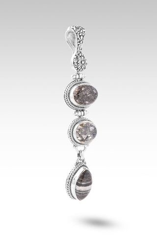 Splendor & Majesty Pendant™ in Black Zebra Jasper, Black Tourmalinated Quartz & Sagenitic Quartz - Magnetic Enhancer Bail - only found at SARDA™