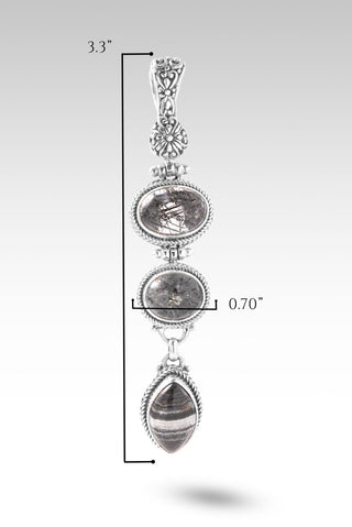 Splendor & Majesty Pendant™ in Black Zebra Jasper, Black Tourmalinated Quartz & Sagenitic Quartz - Magnetic Enhancer Bail - only found at SARDA™