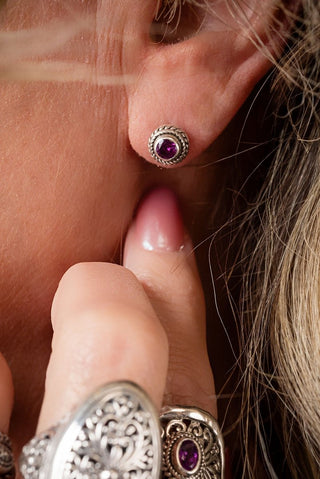 Stength, My Weakness Earrings™ in Purple Garnet - Stud - only found at SARDA™