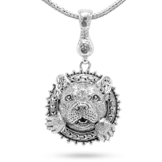 Sterling Silver Chainlink French Bulldog Pendant With Magnetic Enhancer Bail™ - Last Chance - only found at SARDA™