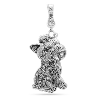 Sterling Silver Filigree Yorkshire Terrier Pendant With Magnetic Enhancer Bail™ - Last Chance - only found at SARDA™