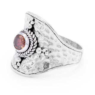 Sterling Silver Hammered Red Velvet Mystic Moissanite Ring™ - Last Chance - only found at SARDA™